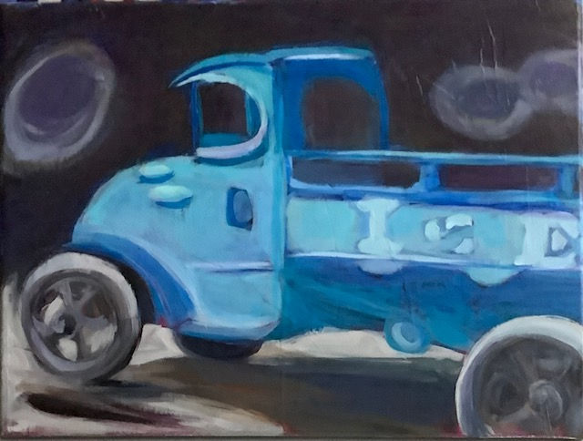 blue truck.12 x 16" acrylic