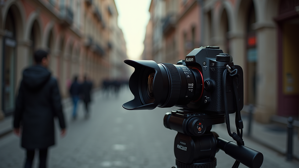 Eye-level view of a camera setup ready for a photoshoot