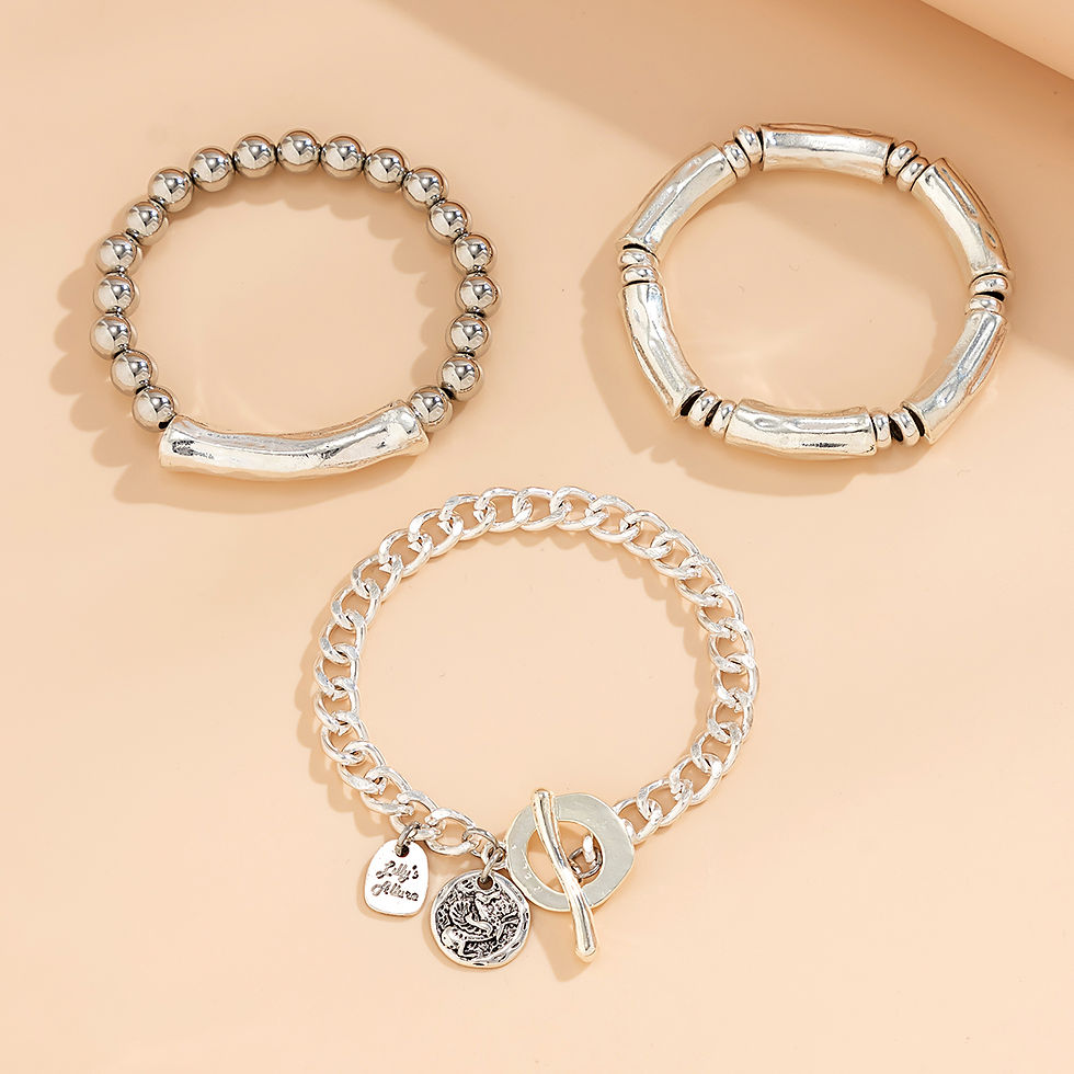 Thumbnail: Ingemark 4Pcs/Set Vintage OT Buckle Coin Pendant Bracelet for Women on Hand Goth