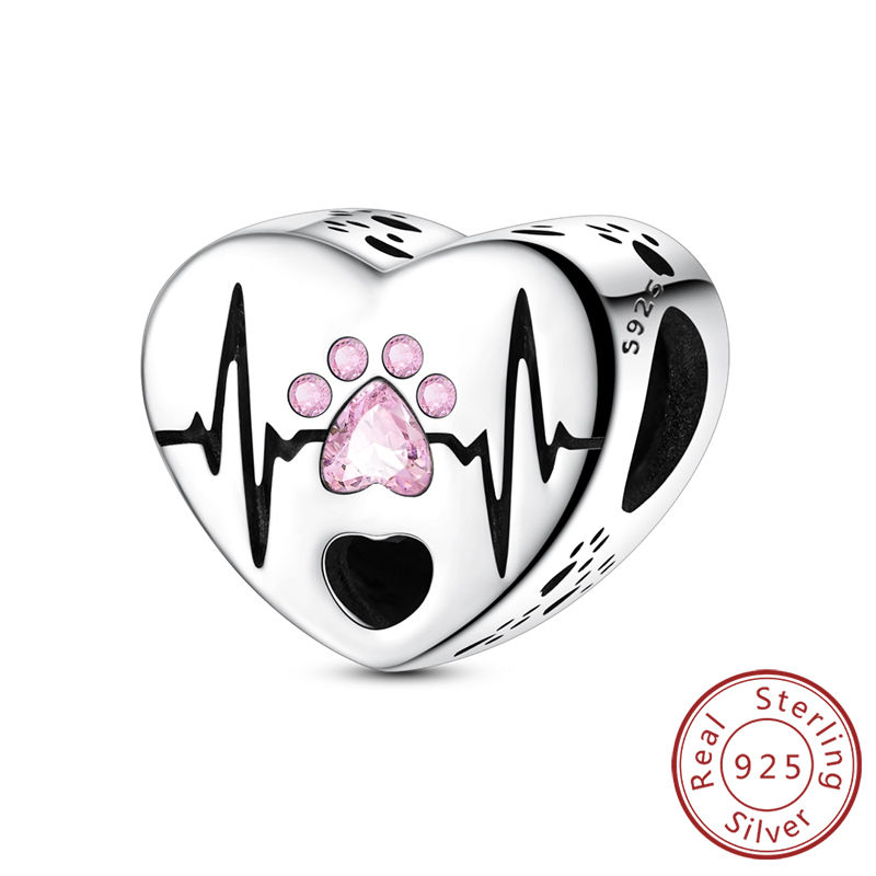 Thumbnail: New Love Heart Shaped Charms 925 Sterling Silver Family Love Friendship Charms F