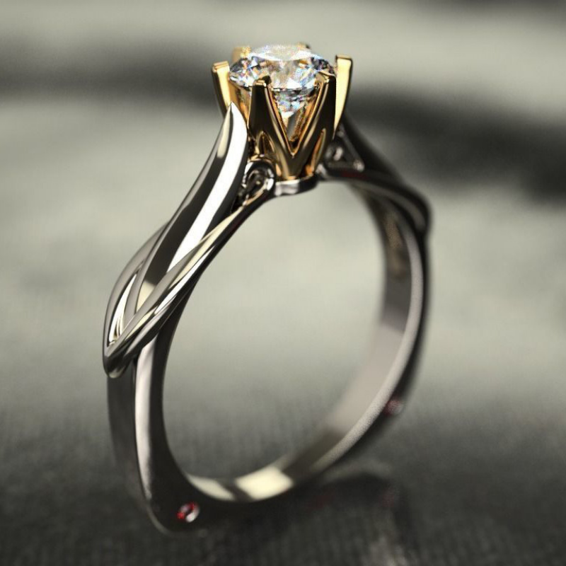 Thumbnail: Pure 18K Gold Ring for Women Moissanite Rings with Natural Gemstones Luxur Jewel