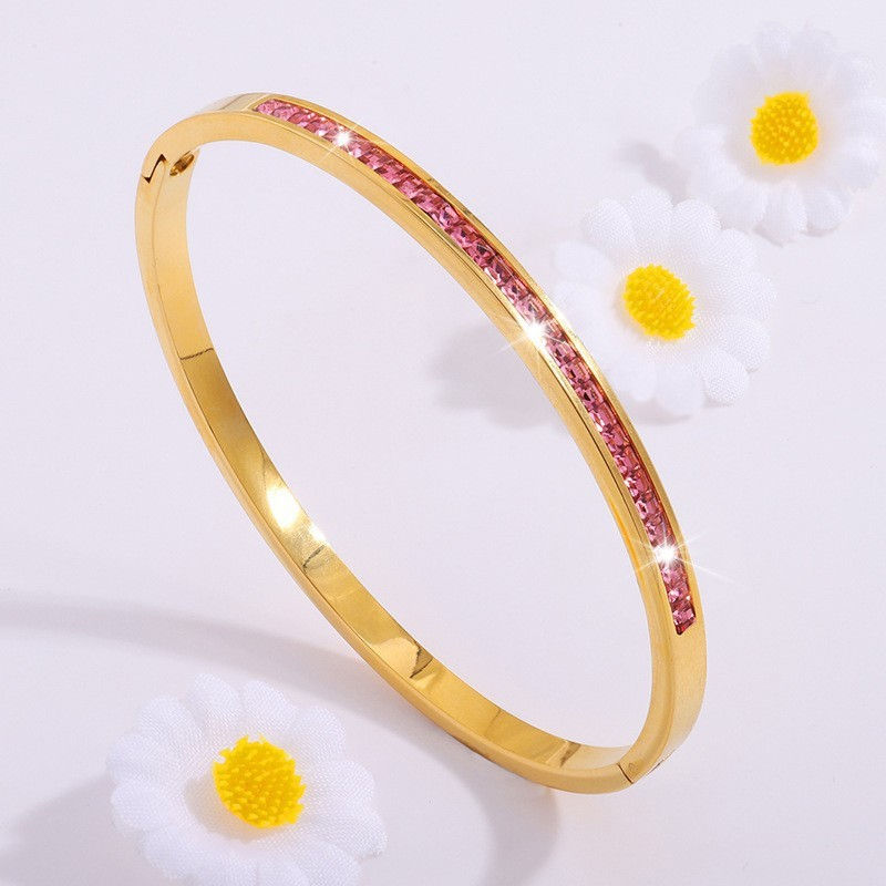 Thumbnail: ZAKOL 5/1pcs Sparkling Zirconia Inlaid Stainless Steel Bracelet Set for Women St