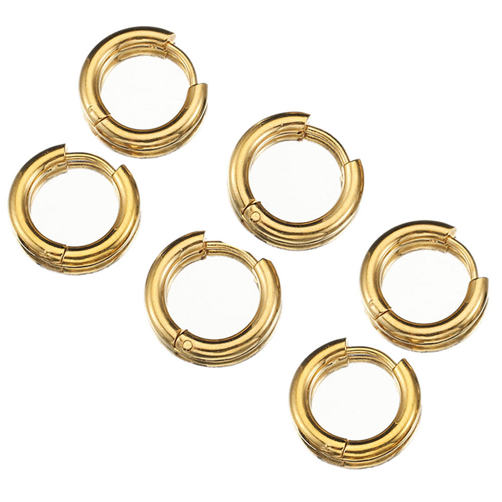 Thumbnail: 10pcs 8-14mm Stainless Steel Ear Hoop Gold Color Earring for Women Men DIY Jewel