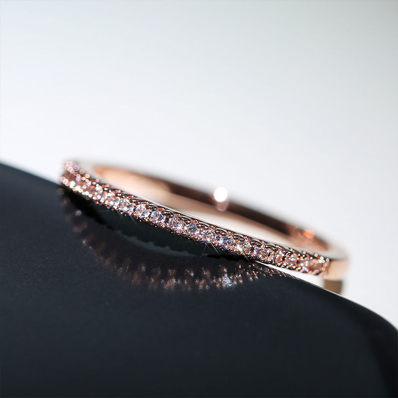 Thumbnail: Huitan New Minimalist Thin Rings for Women Wedding Brilliant Cubic Zircon High Q