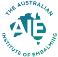 Full member badge for the Australian Institute of Embalming (AIE).