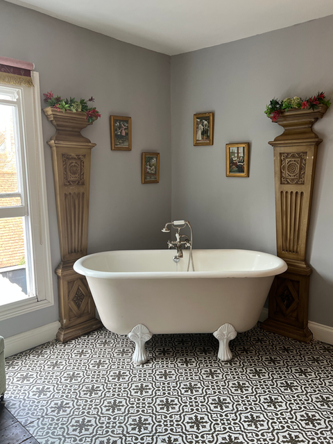 Free standing bath in antique unique Air Bnb