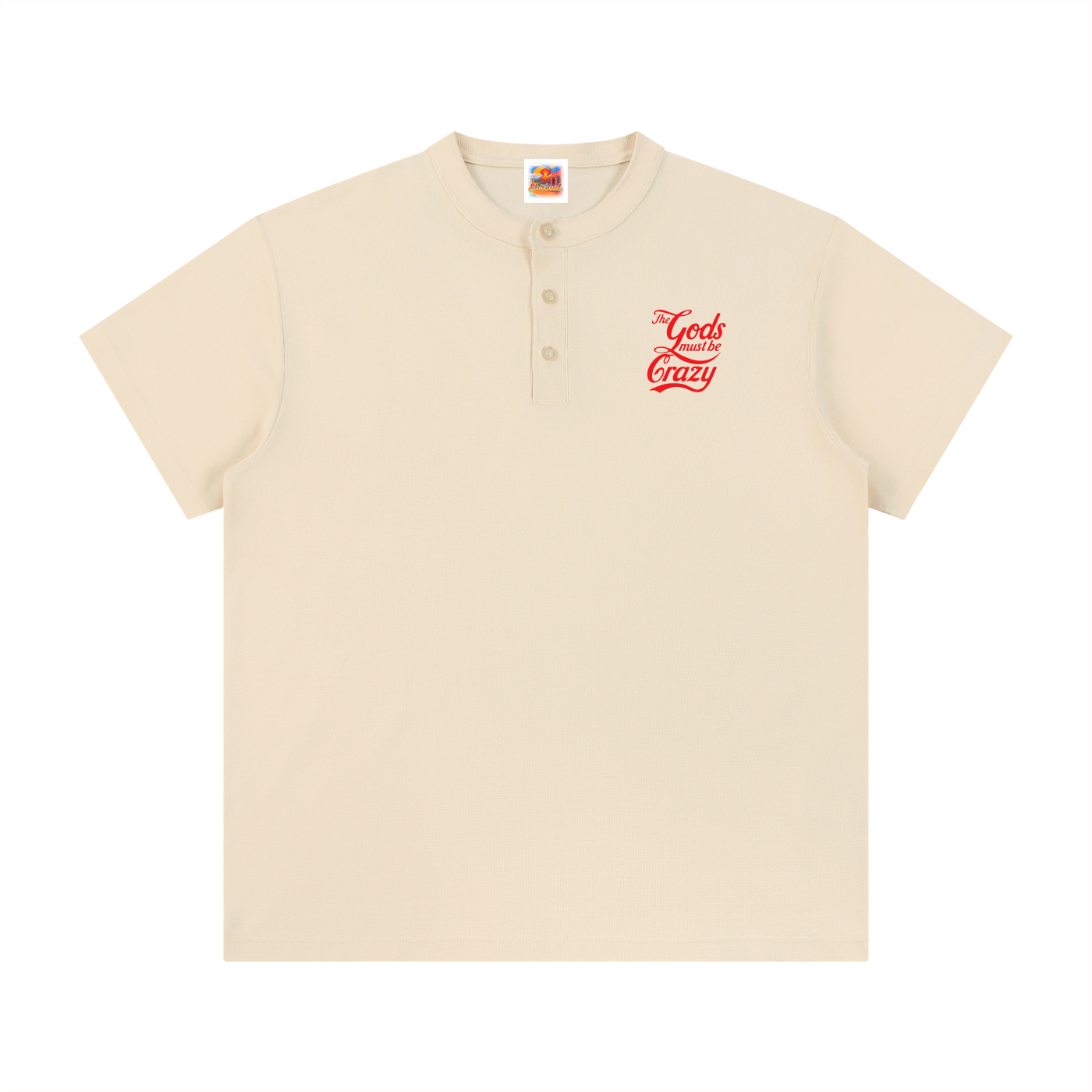 GODS MUST BE CRAZY - Short Sleeve Henley Shirt