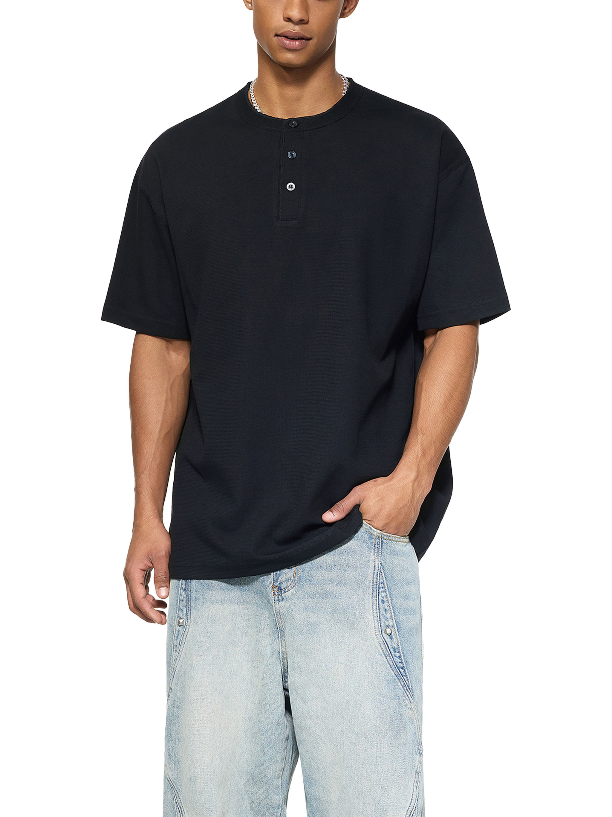 GODS MUST BE CRAZY - Short Sleeve Henley Shirt