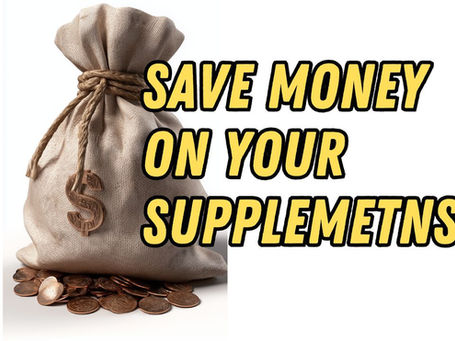 bag of money on text save money on supplements