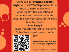 Come see Cabaret Night! September 25th, 17:00 to 17:50