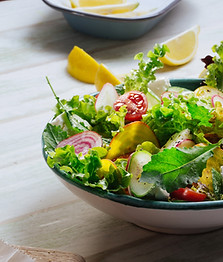Fresh Green Salad with Feta. A suitable diet for Spring as advised by Ayurvedic Practitioner and Holistic Chef Faith Warner