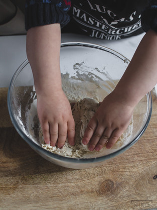 Making authentic Italian pizza baby hands