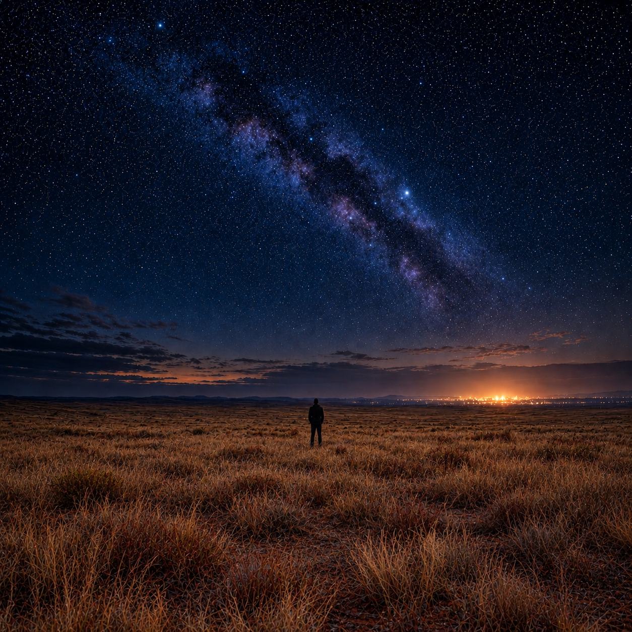 Open Highveld field at night