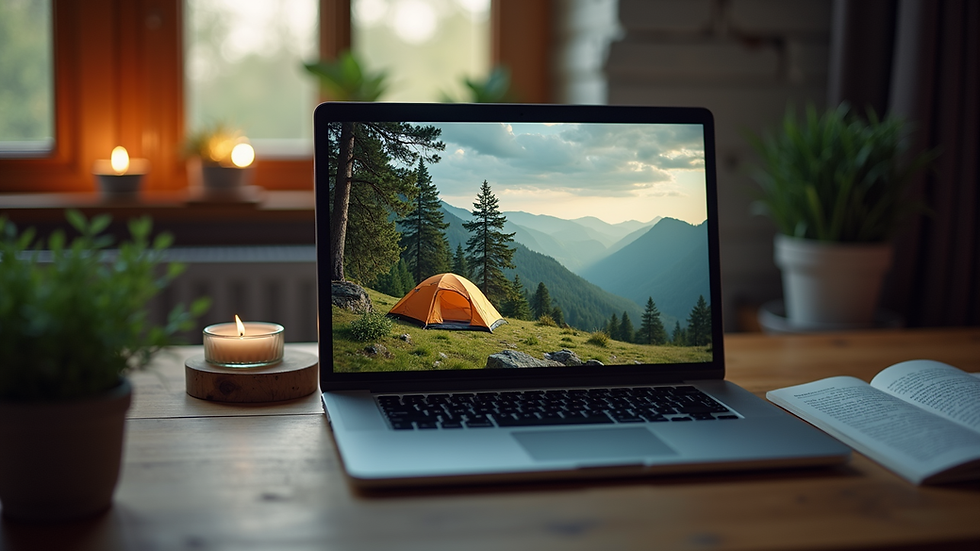 Nahaufnahme eines Laptopbildschirms mit einer Video-Beratung zum Camperausbau