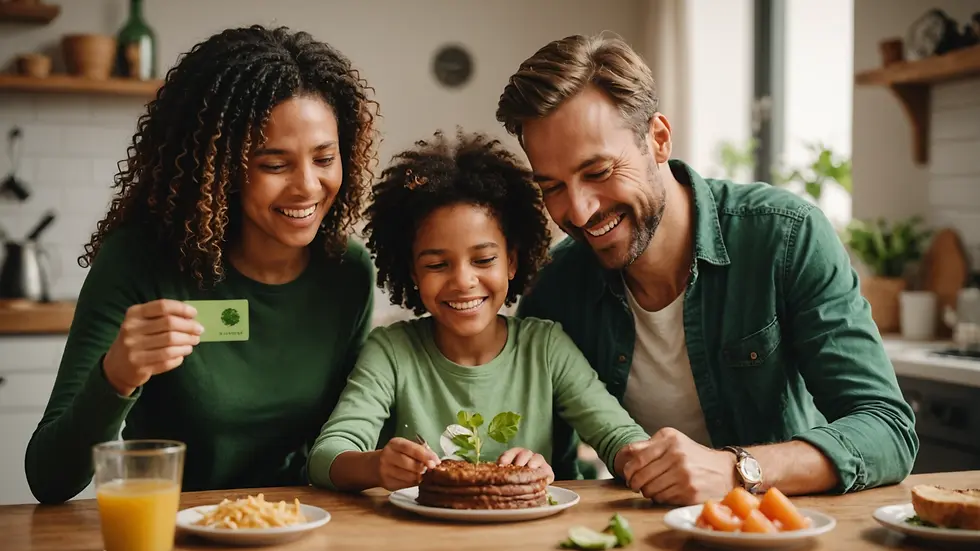 Una familia feliz celebrando la aprobación de la Tarjeta Verde