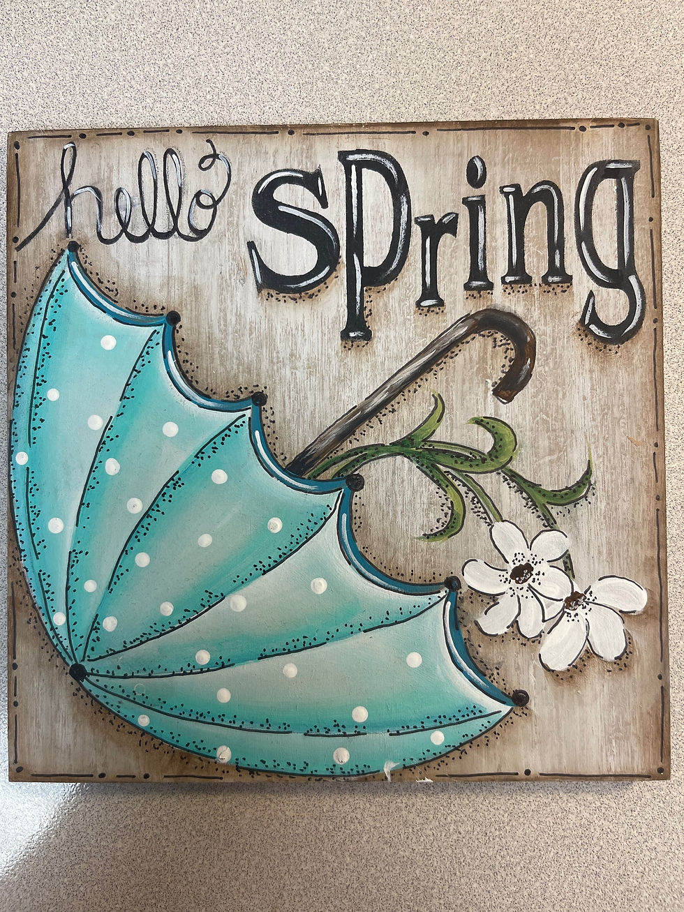 Umbrella & Hydrangea Plaque