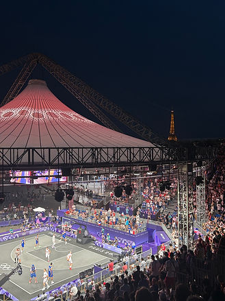 3x3 basketball court at the Paris 2024 Olympic Games on Place de la Concorde.