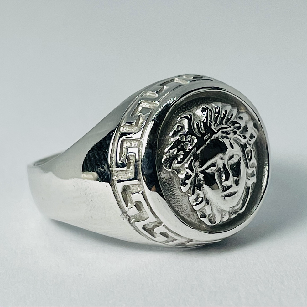 Thumbnail: 10kt White Gold Medusa Signet Ring