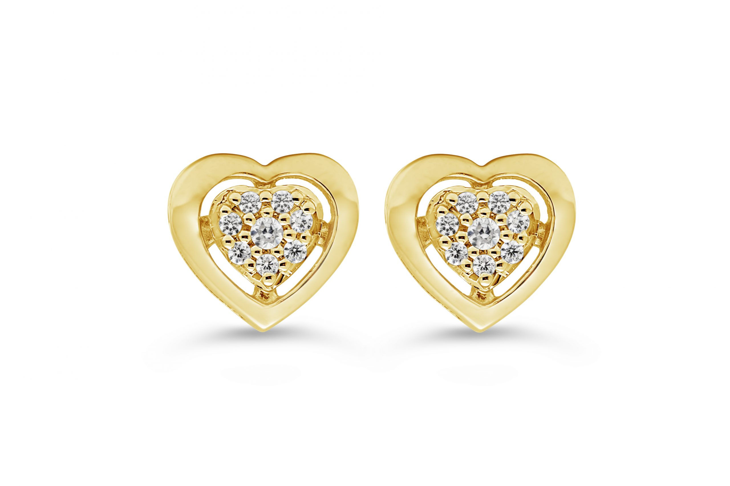 10K WG 0.05CT Diamond Pave Heart Stud Earrings
