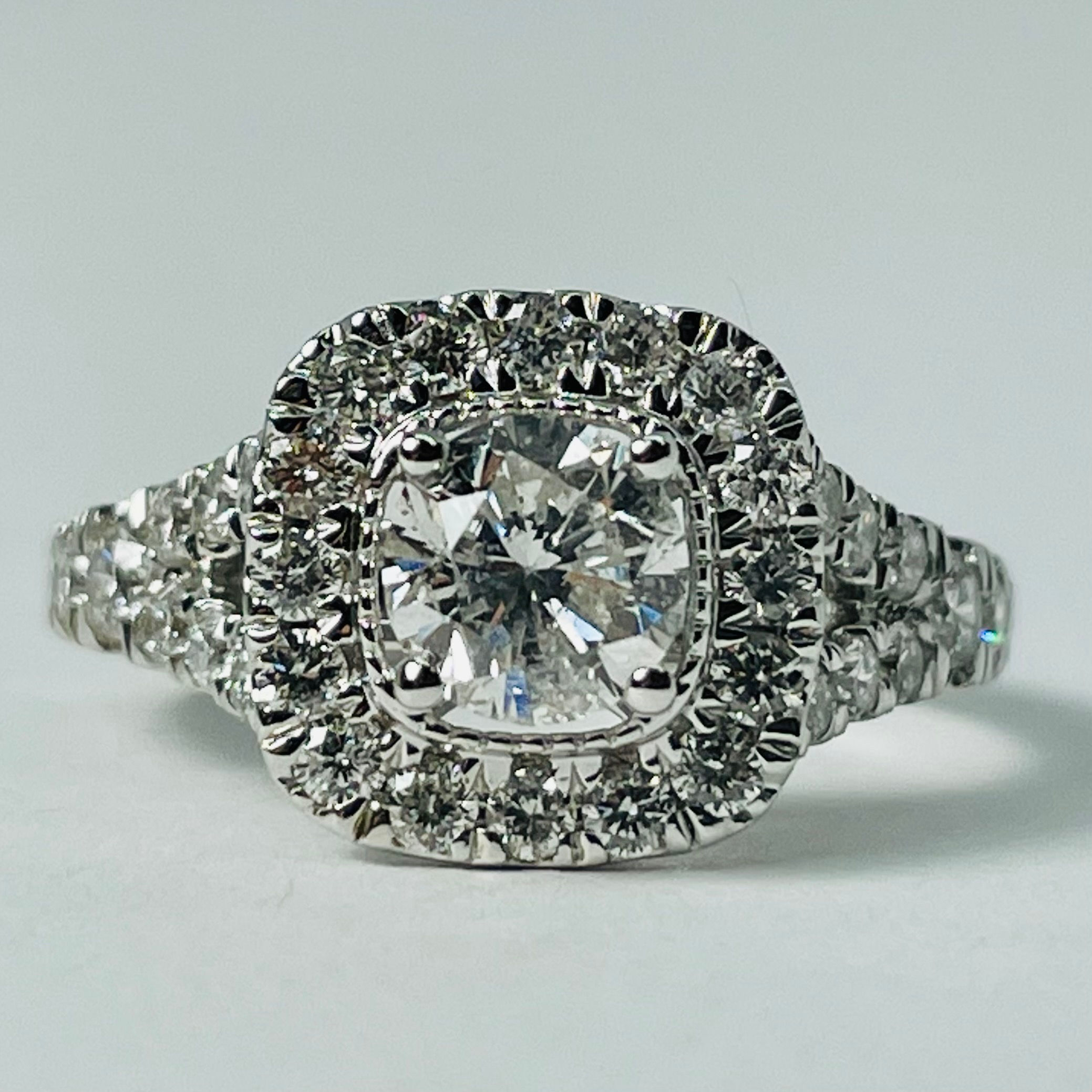 14kt White Gold 2.00ctw Diamond Halo Engagement Ring Set