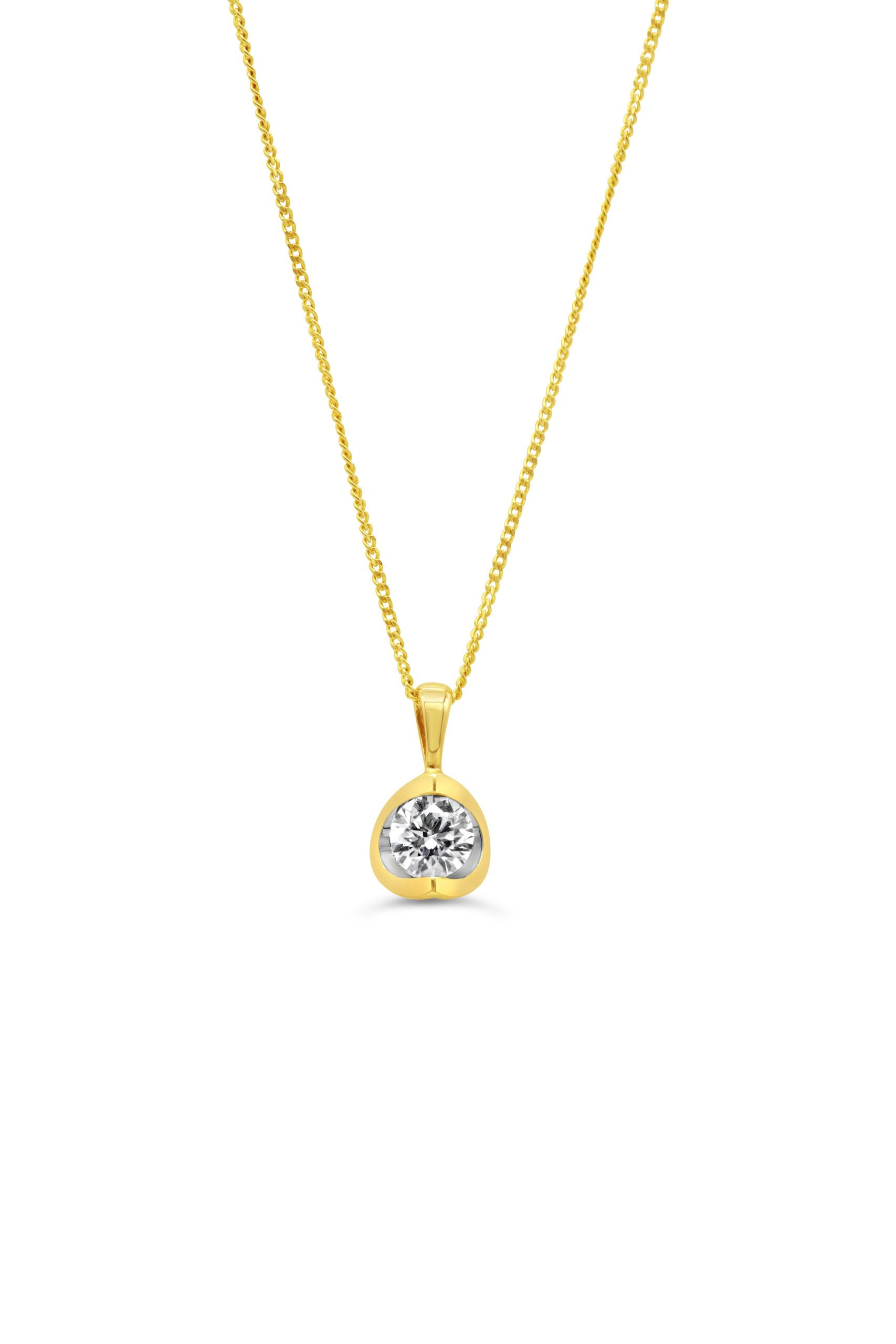 14kt Gold 0.25ct Lab Diamond Half Moon Pendant & Chain