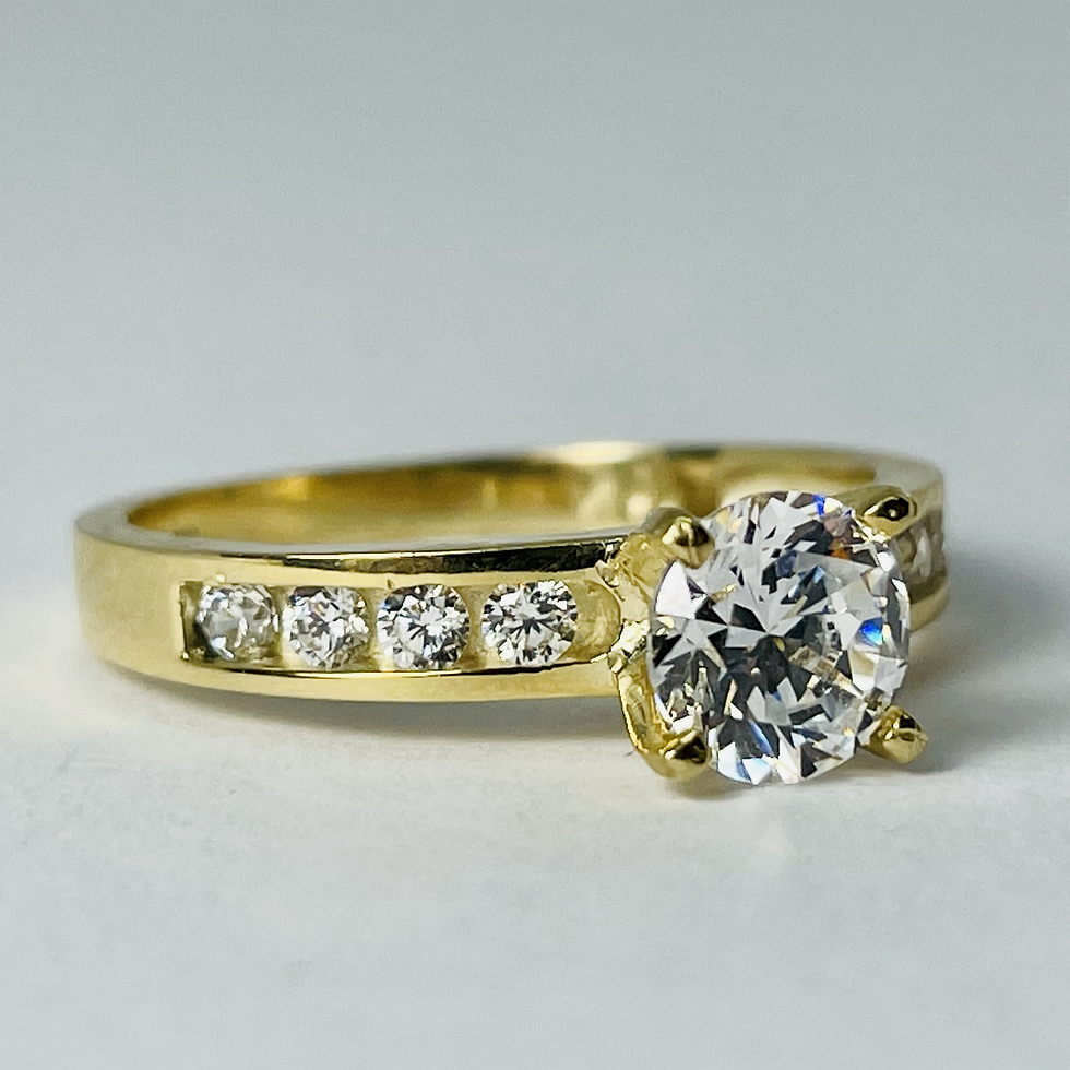 Thumbnail: 10kt Gold Channel-set CZ Set