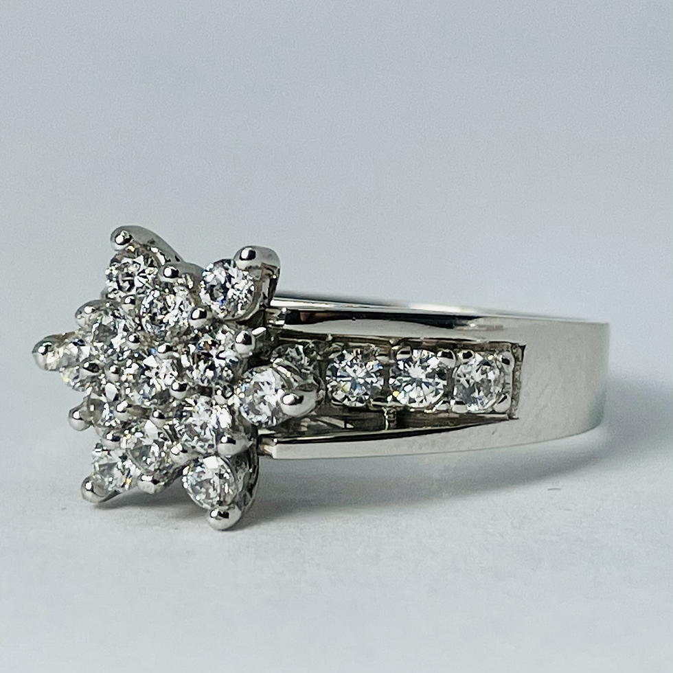 Thumbnail: 10kt White Gold CZ Cluster Set