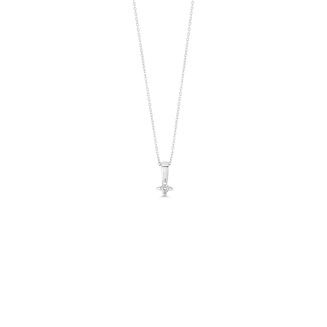 10K 0.04CT Diamond Single Stone 4-Claw Pendant with Chain.