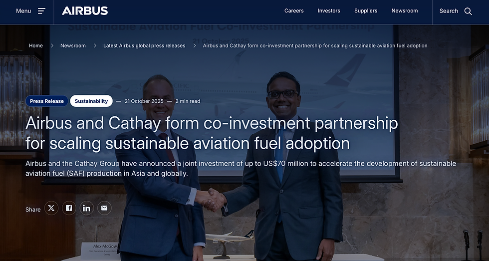 airbus and cathay from co-investment