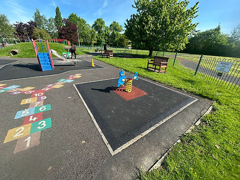 Village Hall Playground in West Bradford with hopscotch.