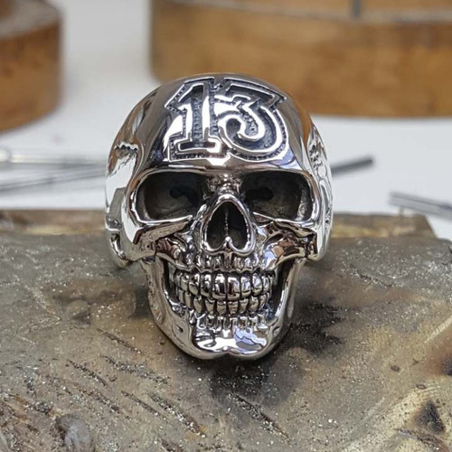Lucky 13 - Anniversary Classic Skull Ring | deadringerjewelry