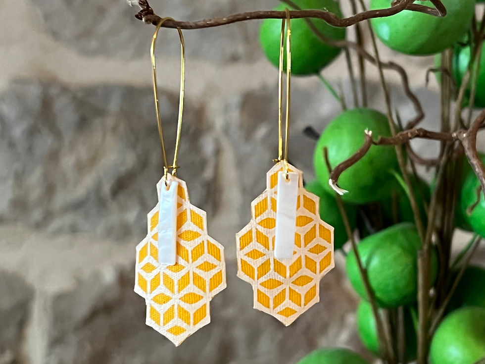 Rayon de Miel - Nacre, tissu jaune et blanc