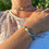 Miniature : Bracelet Aura#1 - tissu bleu, perle d'eau douce, acier inox