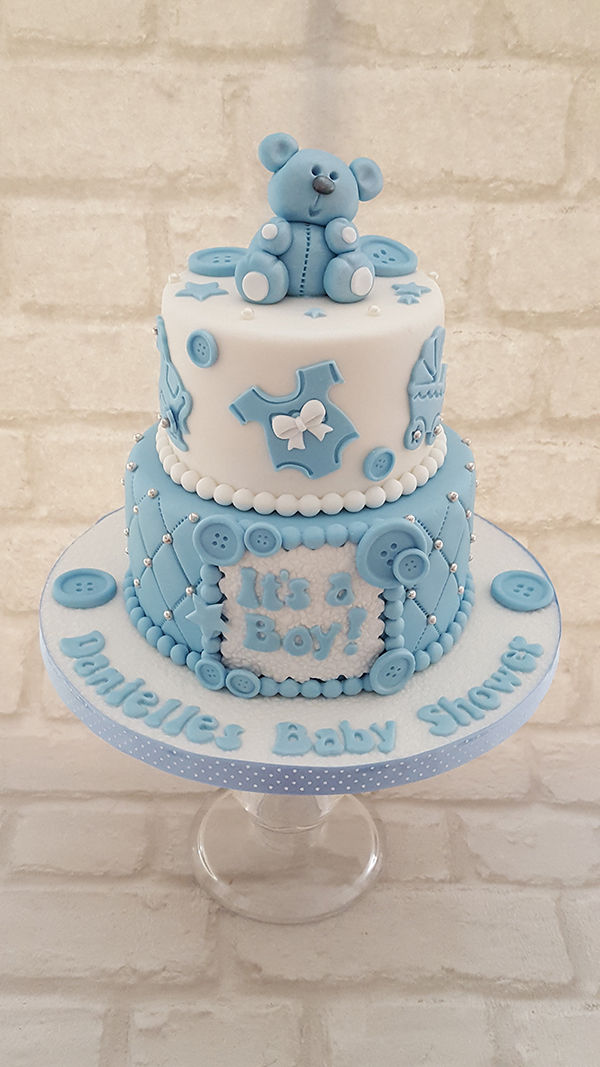 Baby Boy Button Christening Cake