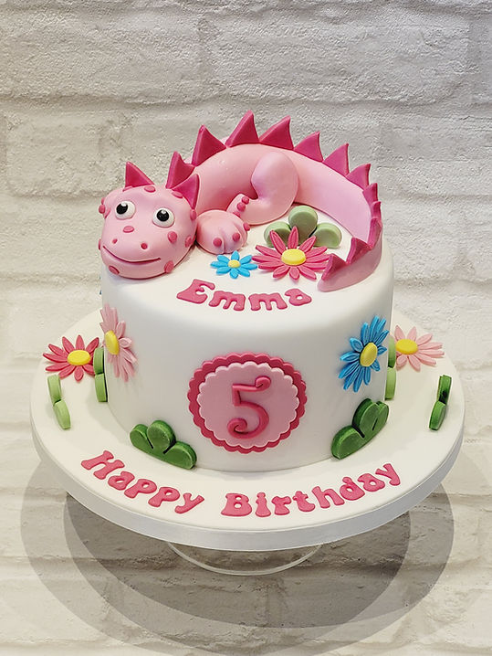 Pink dragon 1 Tier Birthday Cake