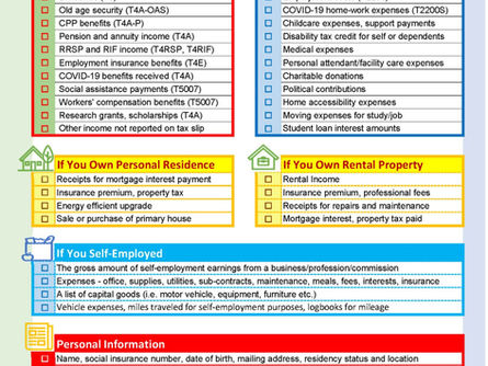 Canadian Personal Tax Preparation Checklist: 2022-2023