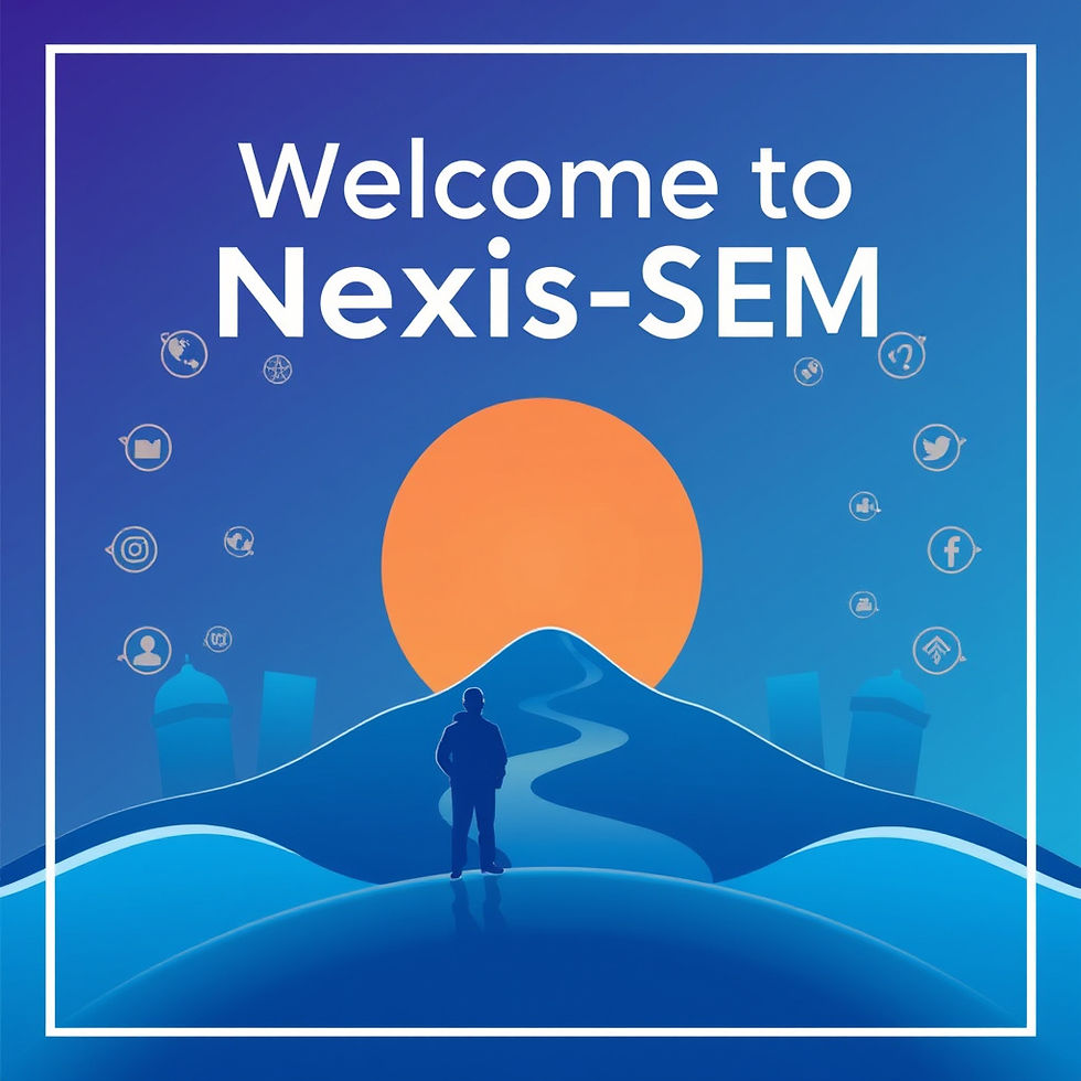 Embark on a digital journey with Nexis-SEM, where innovation meets technology against the backdrop of a futuristic cityscape.