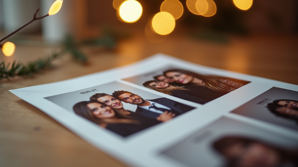 Close-up view of a photo booth printout with custom event branding