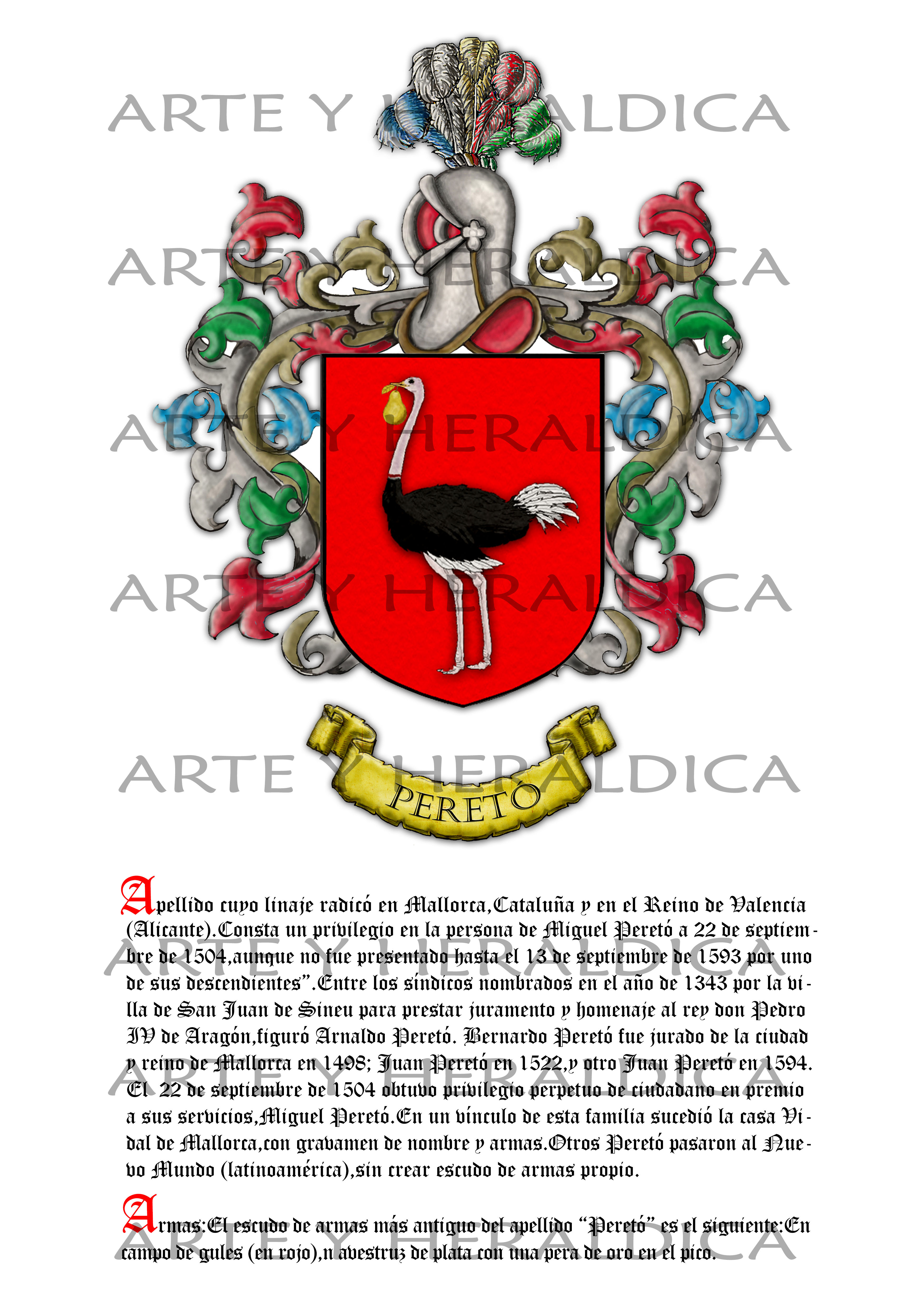 Peretó escudo con leyenda