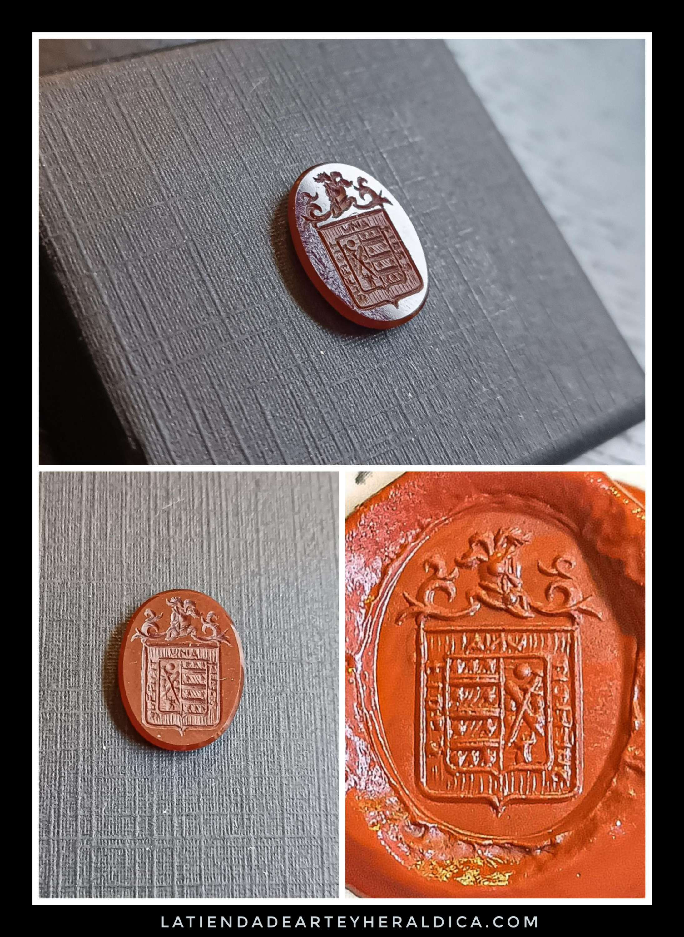 Ágata Carneol con Escudo grabado 16x 12 mm (.grande)