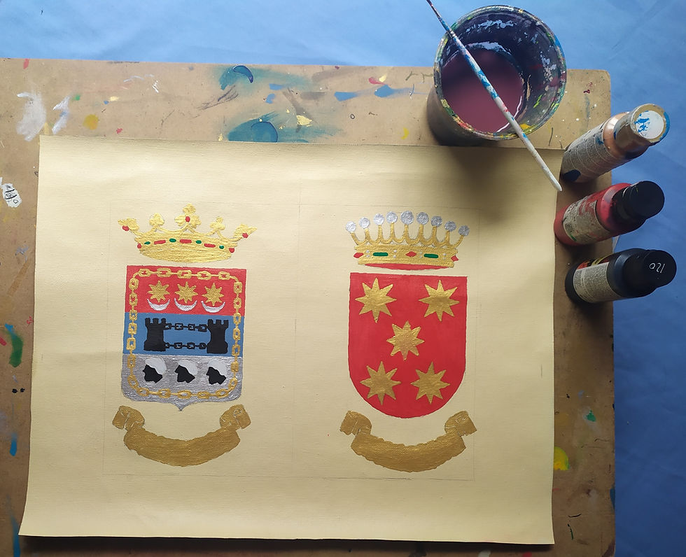 Miniatura: Escudos pintado a mano modelo corona