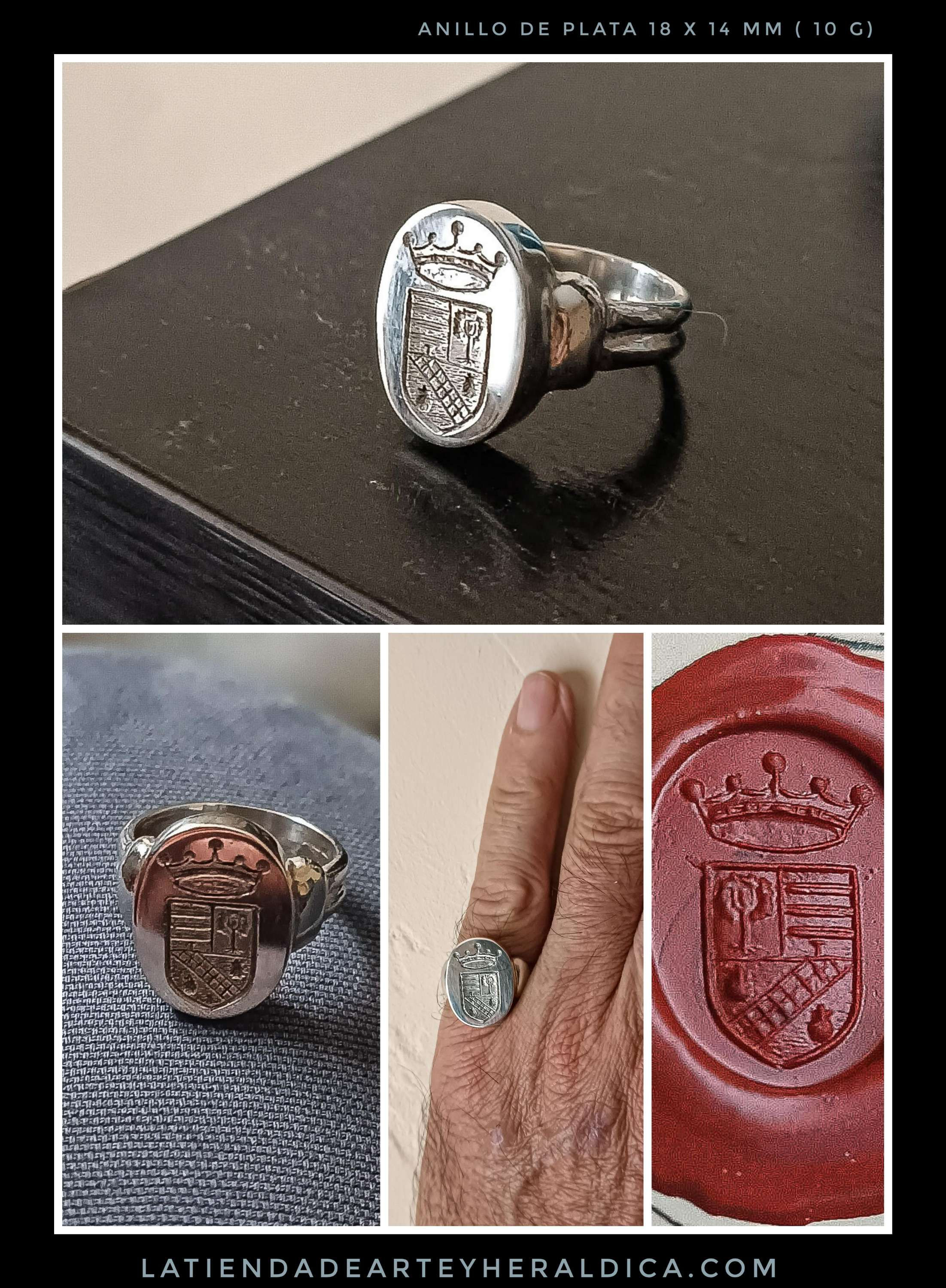   Anillo de plata   18X14 mm. ( Grabado a mano)