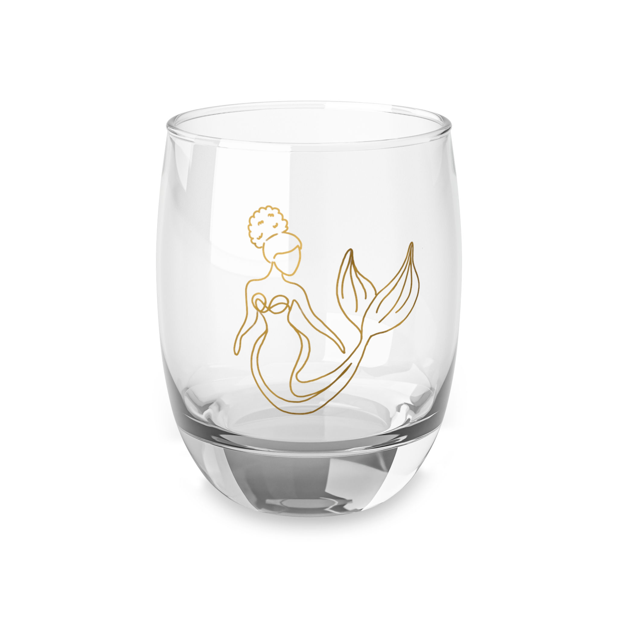 Mermaid Whiskey Glass - Gold Line Art Stemless Rocks Glass