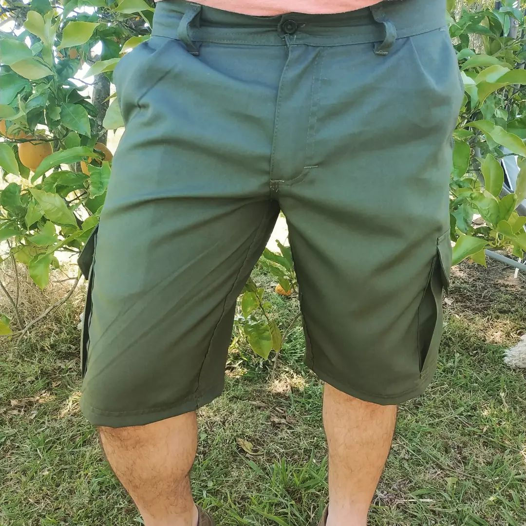 Bermuda De Algodón Tela Gabardina Gruesa