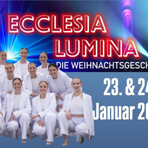 Ein werbebanner mit der Aufrischt Ecclesia Lumina und dem Veranstaltungsdatum