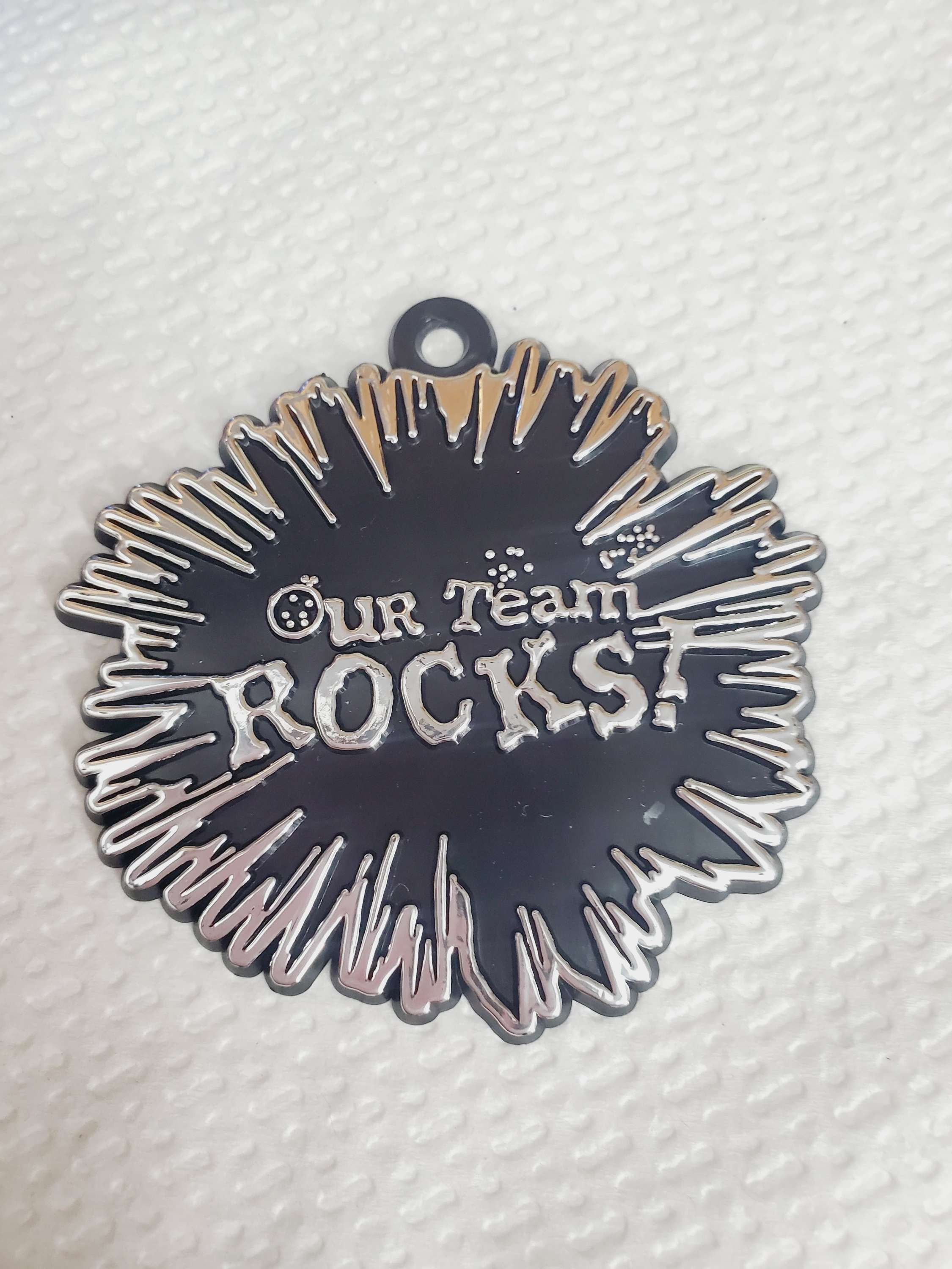 Our Team Rocks Band Charm BLK/SLV