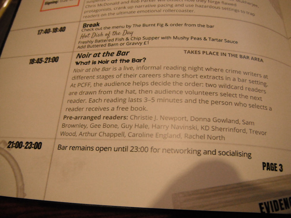 Noir At The Bar participants listings, including myself.