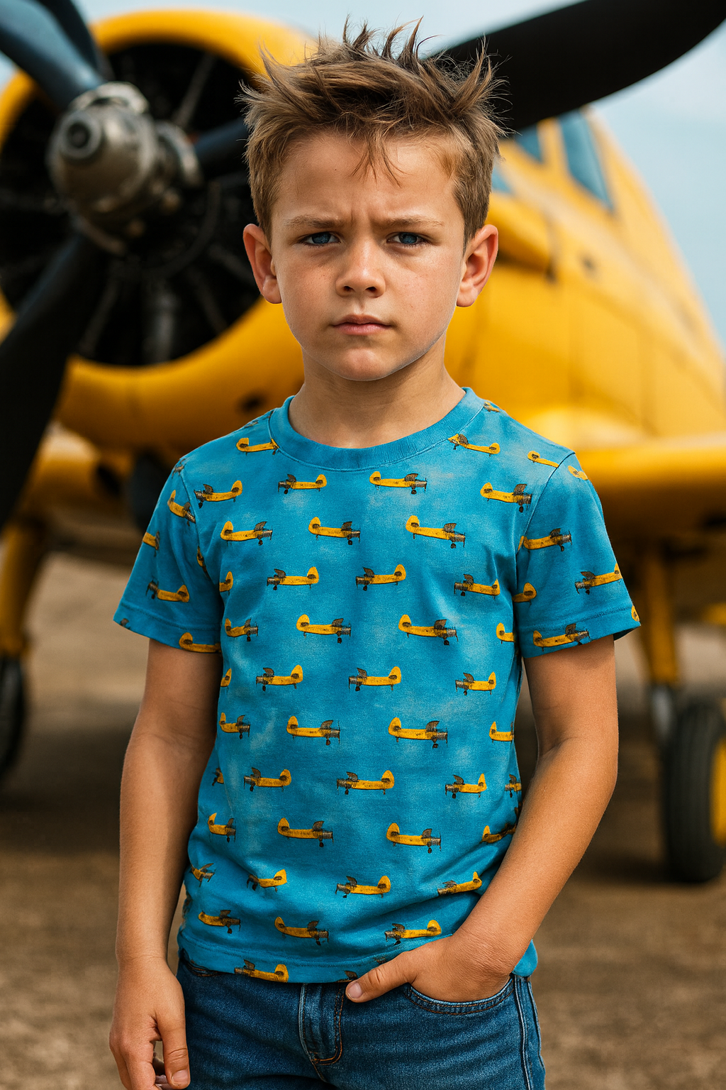 23288-08 Tricot katoen - Propeller vliegtuigen