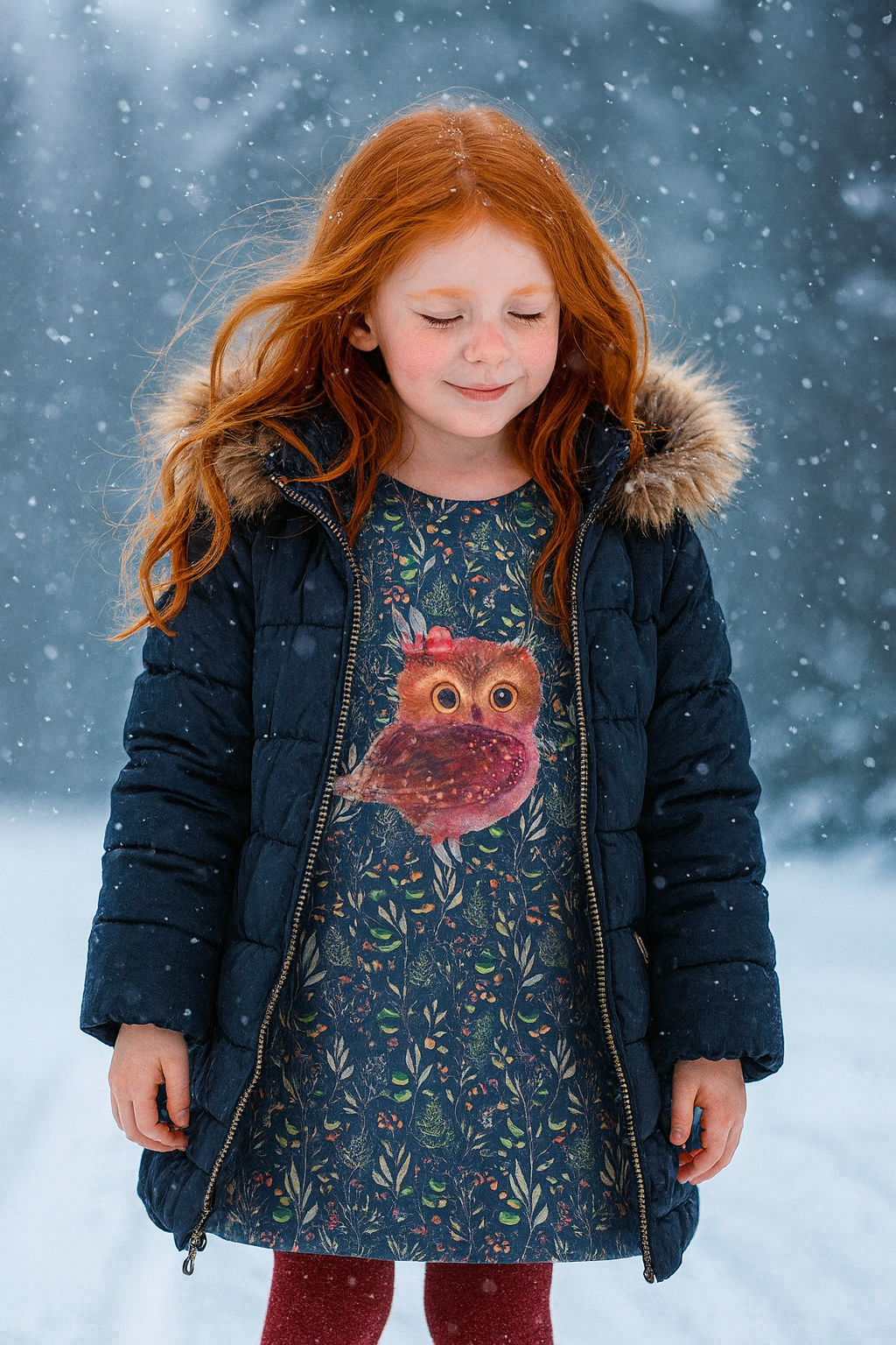 18580-15 Stenzo tricot katoen - paneel  uil - lengte 120 cm  breedte 150 cm