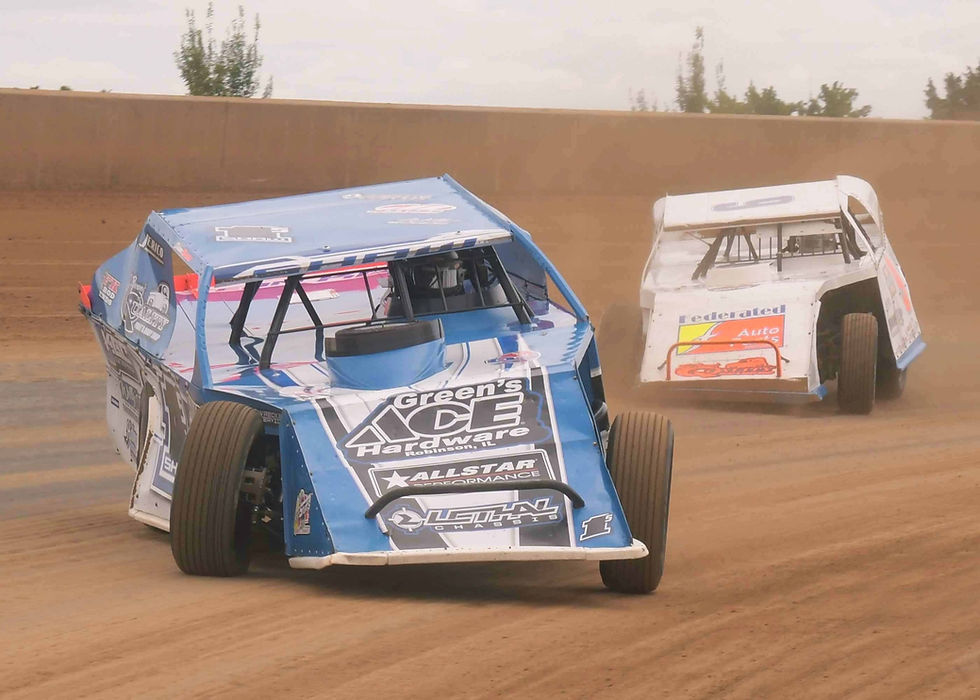 Brian Shaw and Ken Schrader at the Magic Mile, date and year unknown; Track Enterprises photo credit